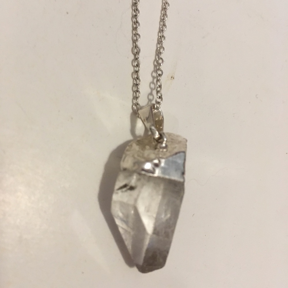 Natural quartz crystal chakra pendant and necklace